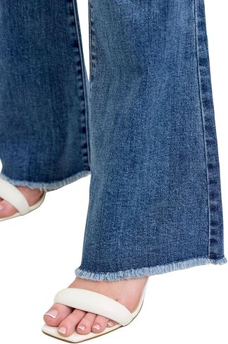 Judy Blue Women's Mid-Rise Vintage Wash Fray Hem Flare Jeans in Saudi Arabia