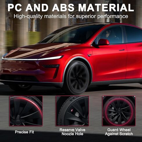 4 قطع غطاء محور العجلة مقاس 20 بوصة متوافق مع طراز Tesla Y Juniper 2025 - ملحقات غطاء الحافة الكاملة، استبدال أغطية حافة العجلات، أسود فضي in Kuwait