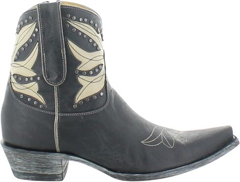 Old Gringo Women's Western Ankle Boots, Black with Bone Leather Butterfly Design, Side Zipper, Snip Toe, 8-Inch Shaft in Saudi Arabia