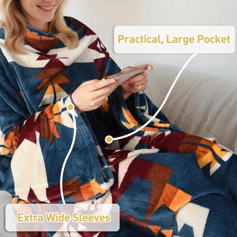Catalonia Wearable Fleece Blanket with Sleeves and Foot Pockets for Adult Women Men, Micro Plush Comfy Wrap Sleeved Throw Blanket Robe Large, Gift for Her in Kuwait