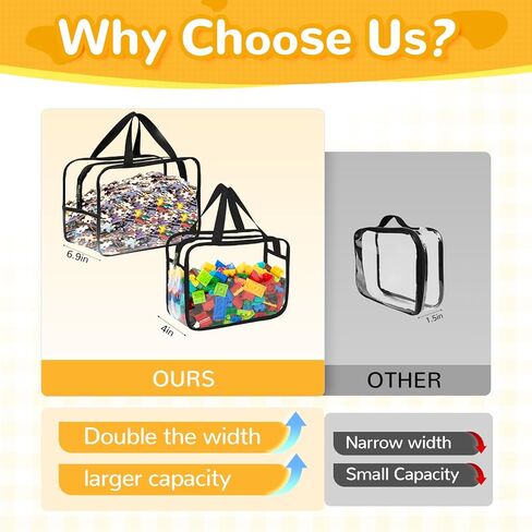 8 عبوات كبيرة من أكياس تخزين الألعاب مع سحاب وملصقات، حقائب تنظيم ألعاب شفافة مقاومة للماء من البولي فينيل كلوريد لألعاب الطاولة، قطع الألغاز، مكعبات البناء، الملحقات المصنوعة يدويًا، كتب الأطفال in Kuwait