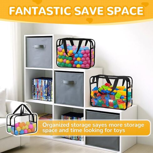 8 عبوات كبيرة من أكياس تخزين الألعاب مع سحاب وملصقات، حقائب تنظيم ألعاب شفافة مقاومة للماء من البولي فينيل كلوريد لألعاب الطاولة، قطع الألغاز، مكعبات البناء، الملحقات المصنوعة يدويًا، كتب الأطفال in Kuwait