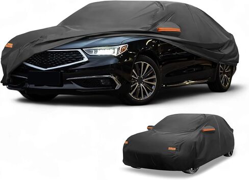 غطاء سيارة مقاوم للماء في جميع الأحوال الجوية للحماية من المطر والشمس غطاء خارجي كامل لسيارة Acura TLX 190T-PU أسود مع سحابات الجانب الأيسر in Saudi Arabia