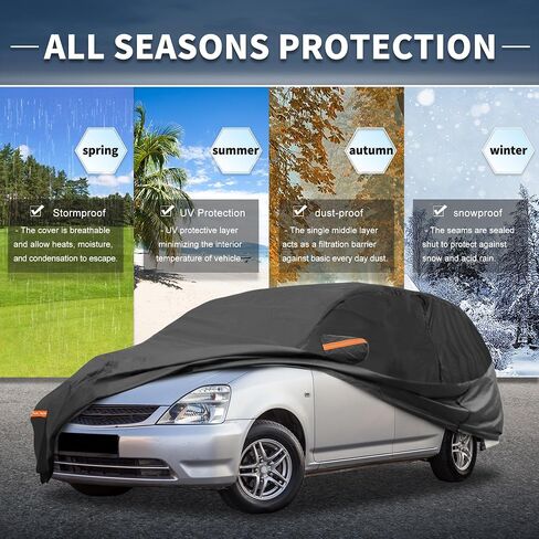 X AUTOHAUX غطاء سيارة في الهواء الطلق مقاوم للماء الشمس المطر الثلوج البرد حماية مع الجانب الأيسر الباب سستة 210D-PU لهوندا أوديسي in Saudi Arabia
