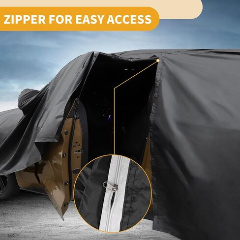Car Cover Waterproof All Weather Sun Rain Protection Full Exterior Cover for Genesis G80 Sedan 190T-PU Black with Left Side Zippers in Saudi Arabia