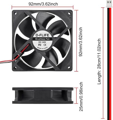 4pcs 9225 92mm x 92mm x 25mm 2Pin DC 12V 2Pin Computer Fan High Speed Muffin Fan Cooling Fan,UL-Certified for 3D Printer Computer Case Fan DIY Cooling Ventilation Projects (12V 2Pin) in Kuwait