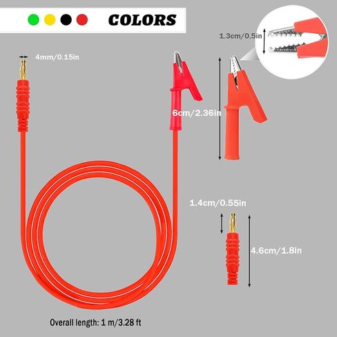 Banana Plug to Crocodile Clip Test Probe 4mm Banana Plug to Crocodile Clip Test Leads Electrical 12AWG 5.9 ft Cable, for Automotive multimeters, Testers and Battery Testing. (X-Y 1.8m) in Kuwait