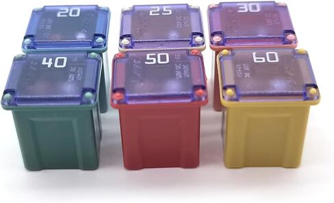 ijuicy Jcase Fuse Set, 32V Low Profile Mini Fuse, Multiple Specifications Mini Fuse, Box Shaped Automotive Fuses, Universal for Most Cars (#Long 20A/25A/30A/40A/50A/60A) in Saudi Arabia