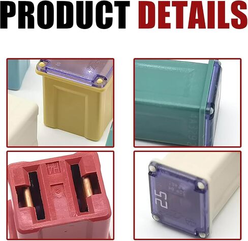 ijuicy Jcase Fuse Set, 32V Low Profile Mini Fuse, Multiple Specifications Mini Fuse, Box Shaped Automotive Fuses, Universal for Most Cars (#Long 20A/25A/30A/40A/50A/60A) in Saudi Arabia