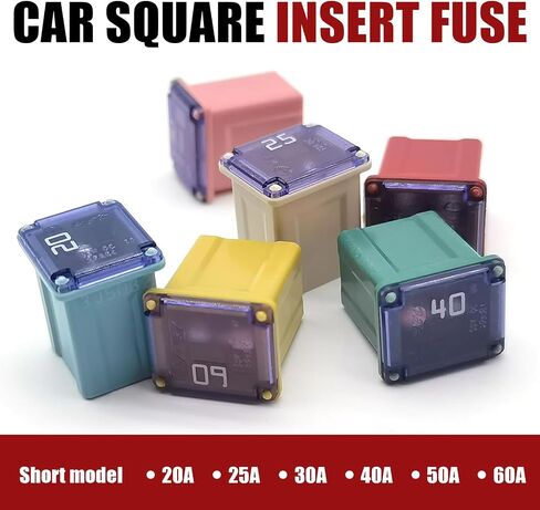 ijuicy Jcase Fuse Set, 32V Low Profile Mini Fuse, Multiple Specifications Mini Fuse, Box Shaped Automotive Fuses, Universal for Most Cars (#Long 20A/25A/30A/40A/50A/60A) in Saudi Arabia