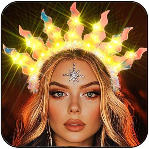 عصابة رأس JAKAWIN Ligh Up Flame Headband LED Fire Hair Band أزياء متوهجة عصابات رأس رائعة للنساء in Kuwait