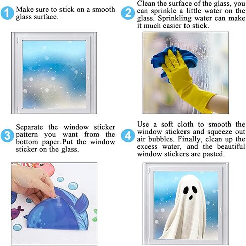 Whaline Extra Large Halloween Window Clings Spooky White Ghost Silhouette Reusable Window Decals for Holiday Party Haunted House Home Office School Decor, 4 Sheets in Saudi Arabia