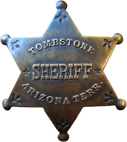 Sheriff Tombstone Arizona Terr. Solid Brass Star Badge With Antique Finish & Soldered Pin (3" x 2.25") in Saudi Arabia
