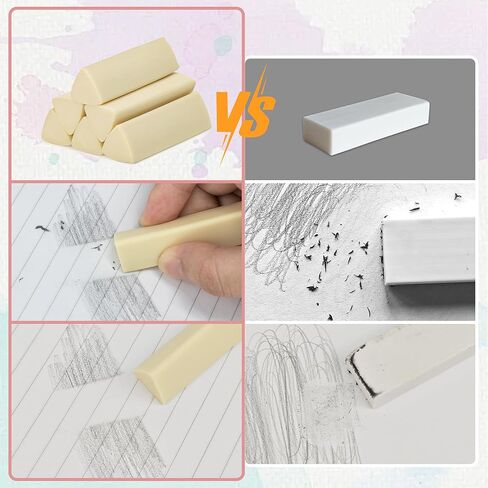 ONTYZZ 10 عبوات من المحايات البيضاء، محايات فنية ناعمة، محايات بيضاء كبيرة للرسم والكتابة المكتبية in Kuwait