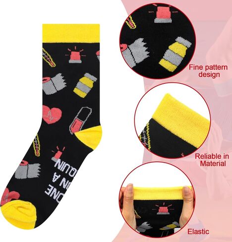 8 Pairs Emt Gifts for Men Novelty Paramedic Crew Dress Socks for Him Ems Week Gift Rn Cna Lpn Emt Rg Practitioner Medical Assistant International Paramedic Day Birthday Christmas Favors in Saudi Arabia