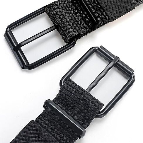 Porous Canvas Belt, Men's Pin Buckle Belt, Adjustable Buckle Nylon Waist Belt Cloth, Outdoor Sports Belt for Men Women-Black in Saudi Arabia