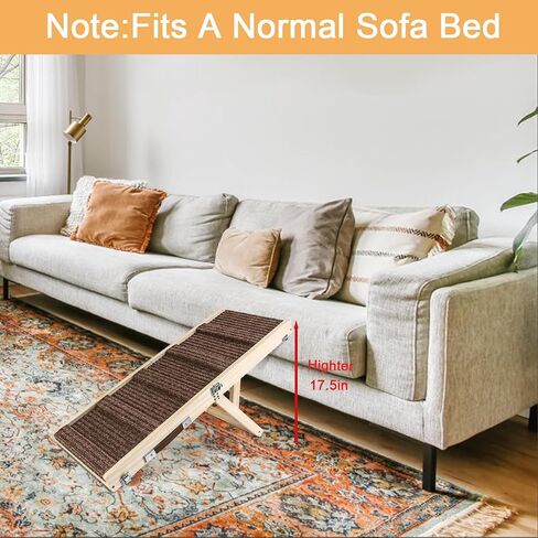 Okydoky Small Dog Ramp, Adjustable Portable Folding Wooden Pet Ramp, 32" Long with Non-Slip Traction Mat, Adjustable from 9" to 17.5", Dog Climbing Ladder for Sofa, Bed, Couch,Car (Grey) NO.LGPT1 in Kuwait