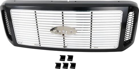 Garage-Pro Front Grille Assembly For Ford F-250 Super Duty 2005-2007, Ford F-350 Super Duty 2005-2007, Painted Black Shell, Chrome Insert, Plastic, Ford F250 Super Duty Accessories in Saudi Arabia