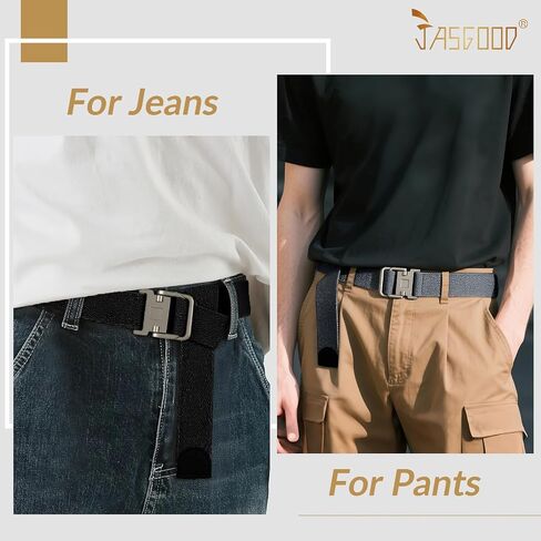 JASGOOD 2 Pack Canvas Web Belts Double D Ring Buckle for Men Fabric Cloth Casual Belt for Jeans Pants 1 1/2" Wide in Saudi Arabia