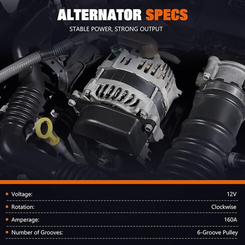 A2TX0281 المولد مناسب لـ Dodge Journey 2009-2020 L4 2.4L، 12V 160A CW 6-Groove Pulley، استبدال # 4801490AA، 04801490AA، 4801490AC، 4801490AD in Kuwait
