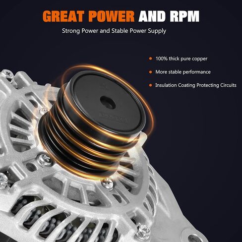 A2TX0281 المولد مناسب لـ Dodge Journey 2009-2020 L4 2.4L، 12V 160A CW 6-Groove Pulley، استبدال # 4801490AA، 04801490AA، 4801490AC، 4801490AD in Kuwait