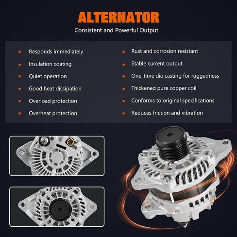 A2TX0281 المولد مناسب لـ Dodge Journey 2009-2020 L4 2.4L، 12V 160A CW 6-Groove Pulley، استبدال # 4801490AA، 04801490AA، 4801490AC، 4801490AD in Kuwait