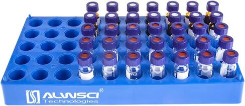 ALWSCI Vial Rack for 4 ml Autosampler Vial Rack Holder, 50-Well, Hole Diameter: 15mm, Hole Depth: 22 mm, Stackable Vial Racks, Lab Vials Racks in Saudi Arabia