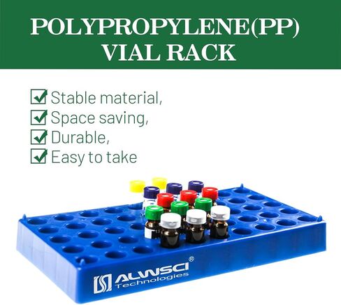ALWSCI Vial Rack for 4 ml Autosampler Vial Rack Holder, 50-Well, Hole Diameter: 15mm, Hole Depth: 22 mm, Stackable Vial Racks, Lab Vials Racks in Saudi Arabia