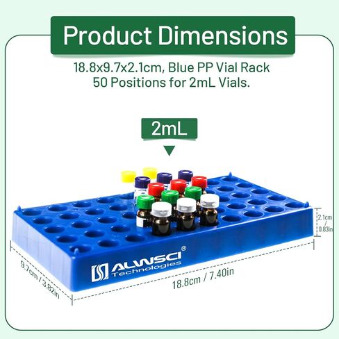 ALWSCI Vial Rack for 4 ml Autosampler Vial Rack Holder, 50-Well, Hole Diameter: 15mm, Hole Depth: 22 mm, Stackable Vial Racks, Lab Vials Racks in Saudi Arabia