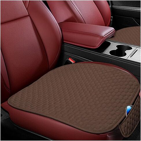 BELOMI Car Seat Bottom Cover Pad, 2PCS Linen Vehicle Front Seat Protector with Storage Pocket, Anti-Slip Automotive Seat Protection Cushion Mat, Universal Fit for Most Sedans SUV Pick-up (Black) in Saudi Arabia