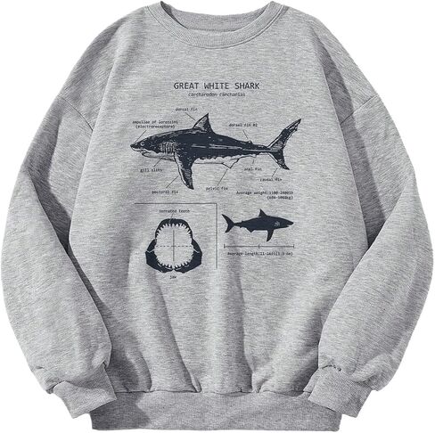 Floerns Women's Graphic Long Sleeve Sweatshirts Crew Neck Animal Oversized Pullover Tops in Saudi Arabia