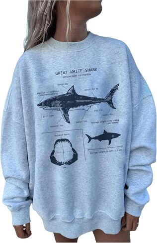 Floerns Women's Graphic Long Sleeve Sweatshirts Crew Neck Animal Oversized Pullover Tops in Saudi Arabia