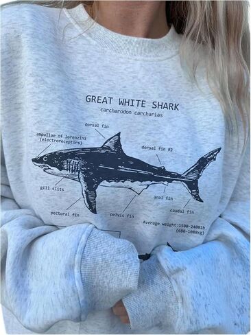 Floerns Women's Graphic Long Sleeve Sweatshirts Crew Neck Animal Oversized Pullover Tops in Saudi Arabia