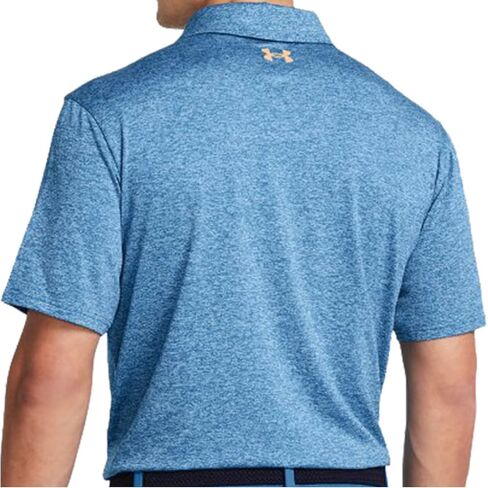قميص بولو جولف مخطط ومطاط من Under Armour Playoff 3.0 (الولايات المتحدة، ألفا، صغير، عادي، عادي، أزرق فوتون/برتقالي نوفا 406) in Saudi Arabia