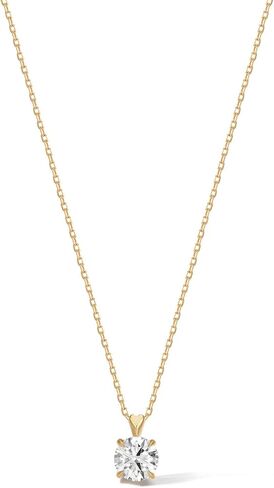 AGVANA Heart of Light 1-2 Carat Round Brilliant Solitaire Lab Grown Diamond Pendant Necklace in 14K Solid Gold (D-E Color, VS Clarity) Promise Anniversary Birthday Gifts for Women, 16-18" Chain in Saudi Arabia
