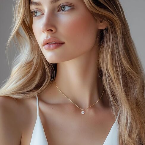 AGVANA Heart of Light 1-2 Carat Round Brilliant Solitaire Lab Grown Diamond Pendant Necklace in 14K Solid Gold (D-E Color, VS Clarity) Promise Anniversary Birthday Gifts for Women, 16-18" Chain in Saudi Arabia