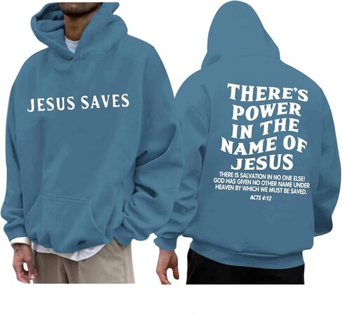 Christian Jesus Saves Hoodies for Men Inspirational Religious Faith Sweatshirts Vintage Bible Verse Graphic Pullovers in Saudi Arabia