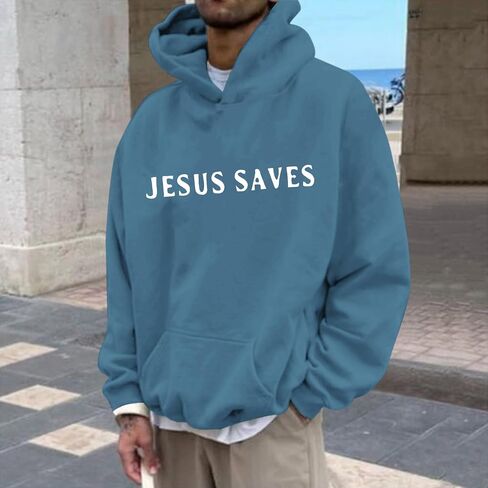 Christian Jesus Saves Hoodies for Men Inspirational Religious Faith Sweatshirts Vintage Bible Verse Graphic Pullovers in Saudi Arabia