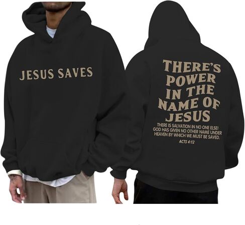 Christian Jesus Saves Hoodies for Men Inspirational Religious Faith Sweatshirts Vintage Bible Verse Graphic Pullovers in Saudi Arabia