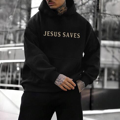Christian Jesus Saves Hoodies for Men Inspirational Religious Faith Sweatshirts Vintage Bible Verse Graphic Pullovers in Saudi Arabia
