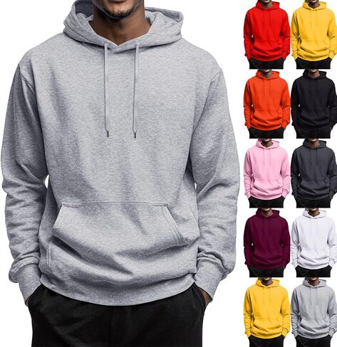 Oversized Hooded Sweatshirt Men Fleece Long Sleeve Hoodies Pullover Soft Drawstring Fall Athletic Hoodie with Pocket in Saudi Arabia