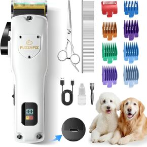 Dog Clippers for Grooming for Thick Heavy Coats, Professional Pet Grooming Clippers Supplies Kit Low Noise Rechargeable Stainless Steel Hair Trimmer with Ceramic Blade for Dogs Cats Animals in Kuwait