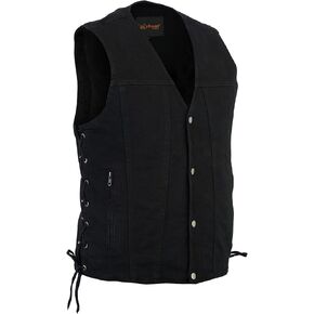 Daniel Smart Biker Vest for Men Motorcycle Blue & Black Denim Vest with Side Laces and Inside Carry Pocket in Kuwait