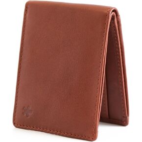 Swear Brands Leather Minimalist Wallet for Men | Slim Bifold Men's Wallet RFID Blocking with Pull Tab, ID Window, & Gift Box | Full-Grain Leather Money Clip for Men, Front Pocket Design (Walnut) in Saudi Arabia