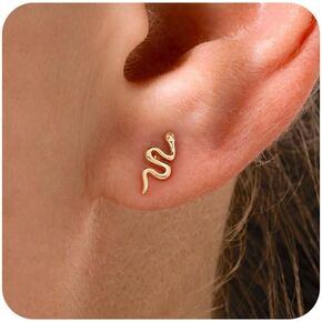 VRIUA Womens Snake Earrings - 14K Gold Plated Serpent Earrings Hypoallergenic Snake Stud Earring Everyday Trendy Jewelry in Kuwait