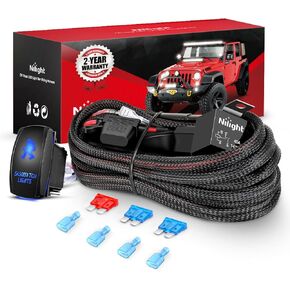 Nilight Wiring Harness Kit نايلون 16 AWG 2 يؤدي أضواء Sasquatch 12V 5Pin الروك التبديل الليزر على قبالة السلطة التتابع بليد الصمامات لLED قبالة شريط ضوء الطريق على سيارات جيب قارب الشاحنات in Kuwait
