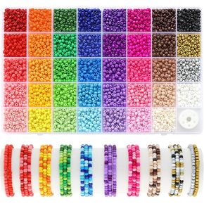 Funtopia 39 لونًا 3 مم خرز بذور، 9600 قطعة خرز زجاجي صغير لصنع المجوهرات، خرز حرفي صغير لصنع الأساور in Kuwait