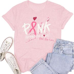 Pink Ribbon Heart Shirt for Women Breast Cancer Survivor T-Shirts Womens Breast Cancer Shirts in Kuwait