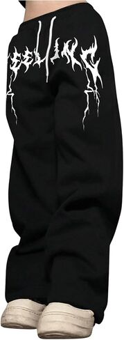 Gorglitter Men Graphic Presents Coded Pants Fled Wide Leg Y2K Draphring Baggy Gogger Pants مع جيوب أسود A XX-Large in Saudi Arabia