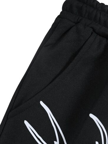 GORGLITTER Men's Graphic Stacked Sweatpants Flared Wide Leg Y2K Drawstring Baggy Jogger Pants with Pockets Black A XX-Large in Saudi Arabia